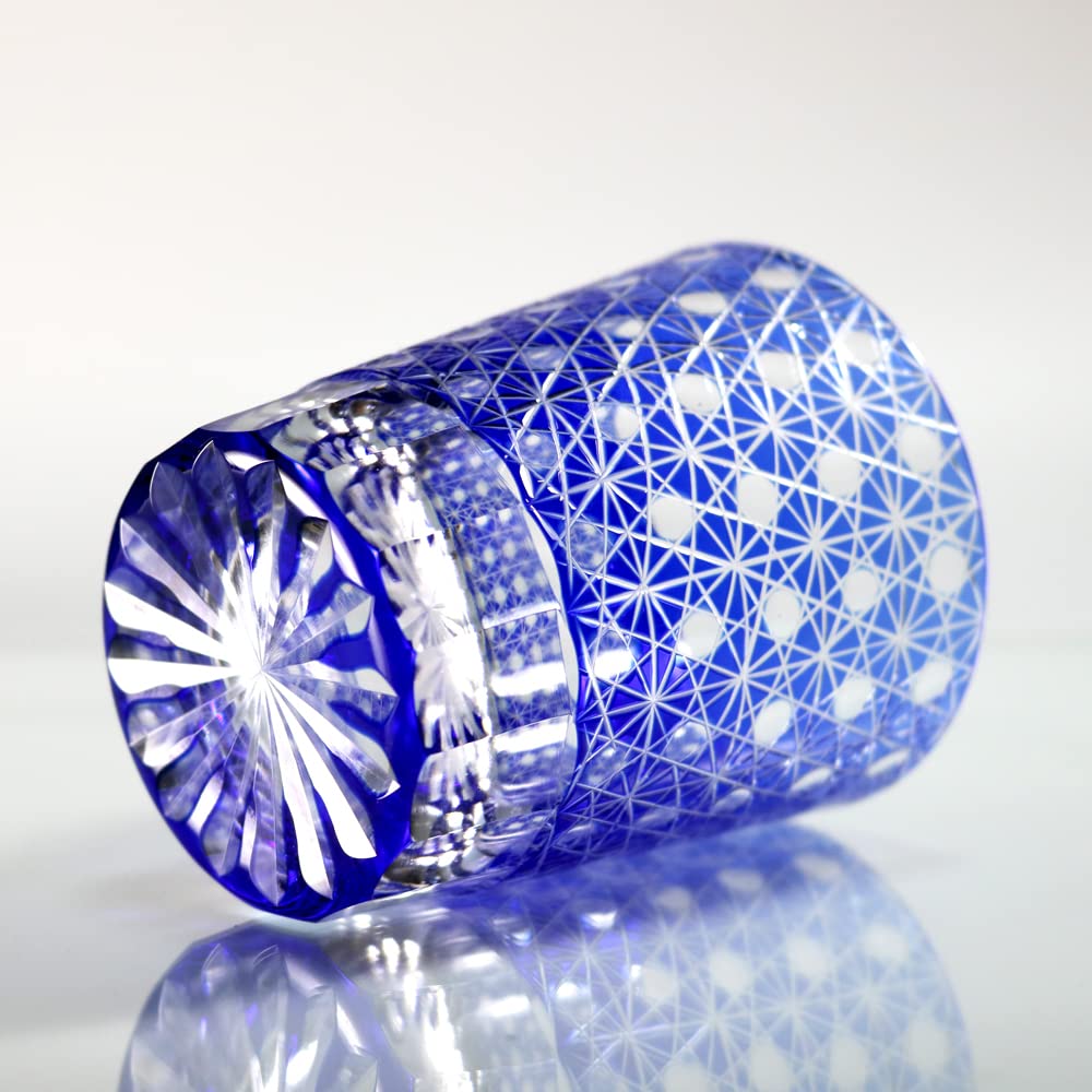 GREEM MARKET Wooden box included Crafts Glasswork Kiriko Glass Cup Shochu Glass Chrysanthemum connection pattern Kiriko glass Product GMS02236NW