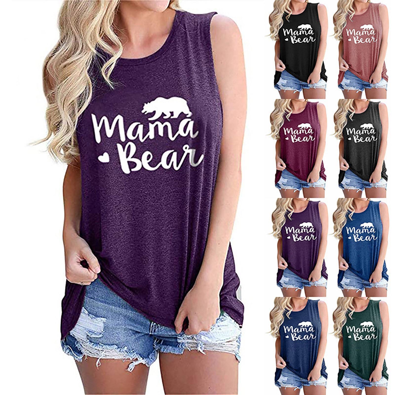 

Wiwilys Women s Fashion Summer Loose Casual V-neck Print Color Sleeveless Vest