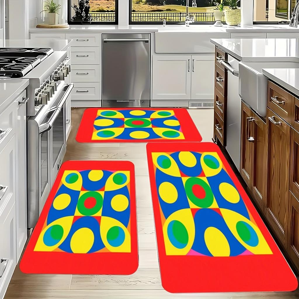 1PC Geometric Pattern Kitchen Rug Non-Slip Door Mat Pop design Bathroom Rug Bath Mat Carpet for Home Sink Laundry Decoreeree