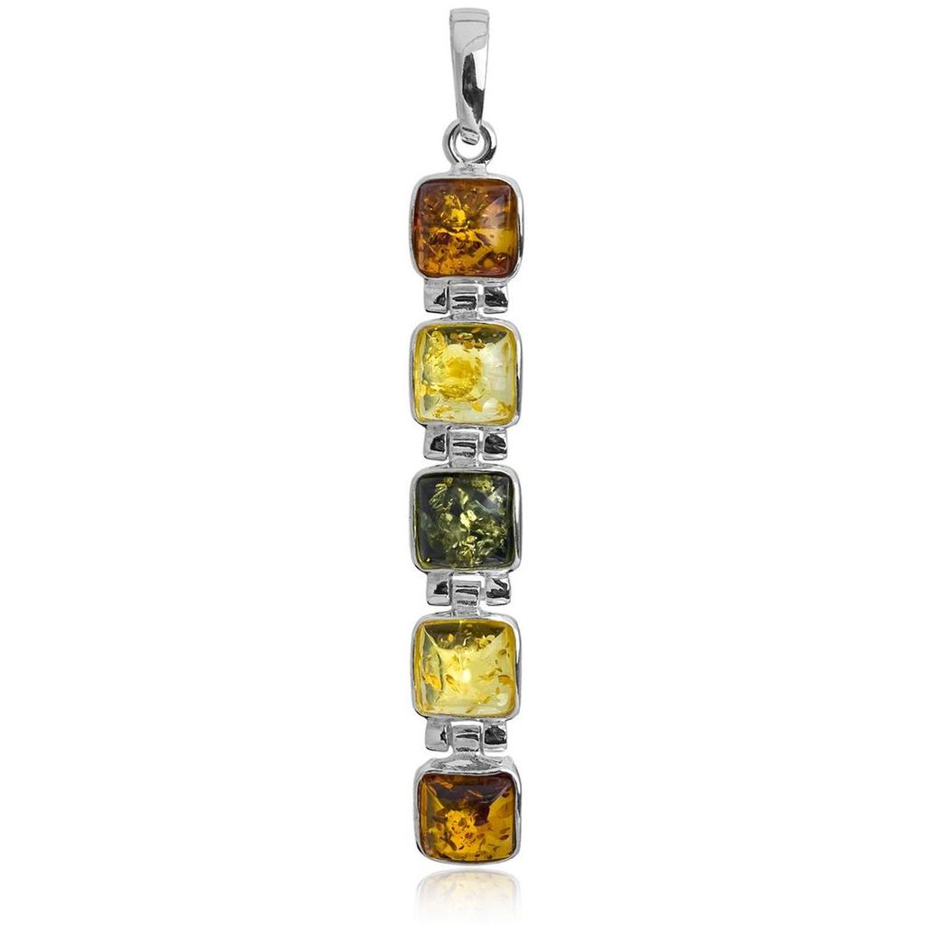 Multicolor Amber Sterling Silver Pendant