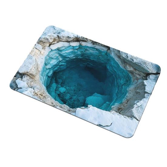 3D Optical Illusion Rug Realistic Visual Trap Doormat Endless Abyss Entrance Rug Non-Slip Floor Mat for Bedroom Bathroom Living Room