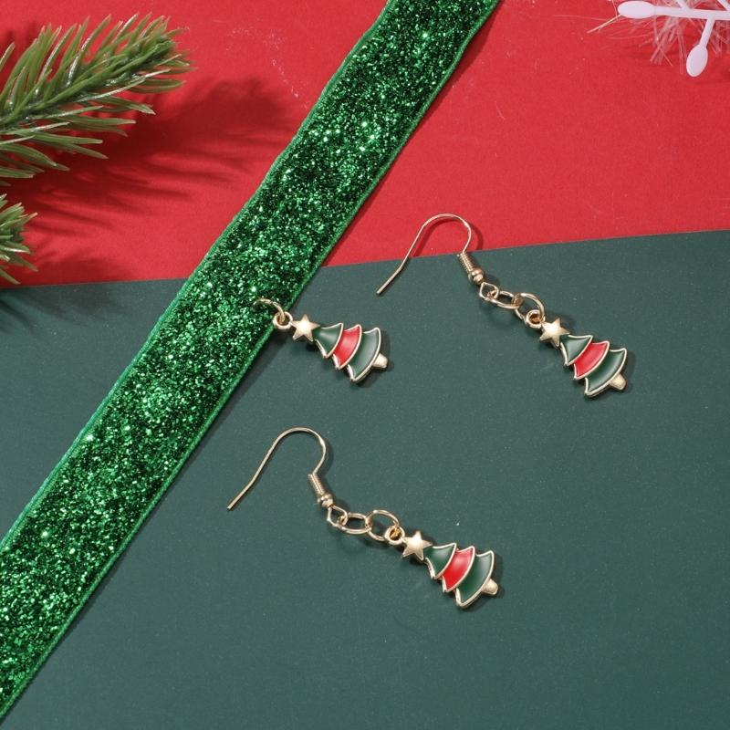 Christmas Jewelry Set for Women Fashion Christmas Tree Choker Necklace Earrings