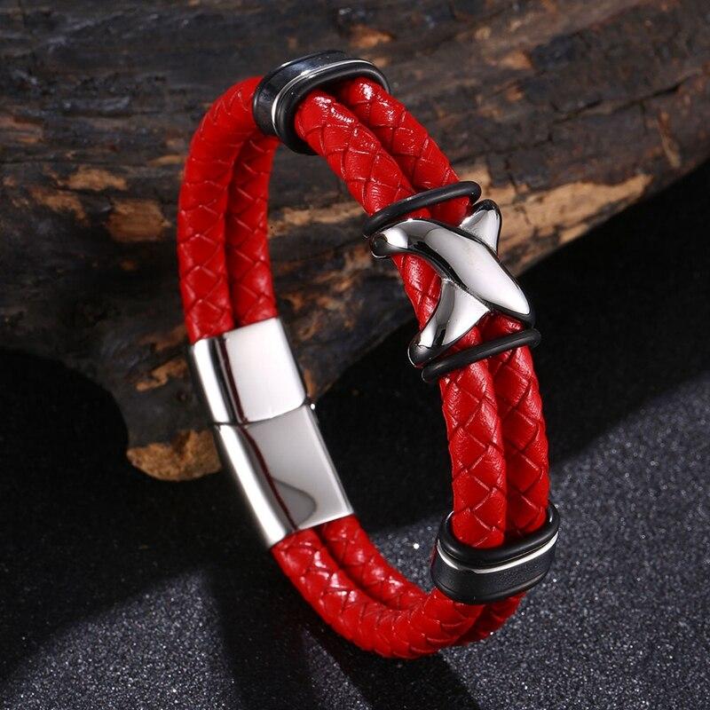 Gothic Men Fashion Braided Genuine Leather Bracelet Cross Accessories Homme Femme Bracelets Handmade Jewelry
