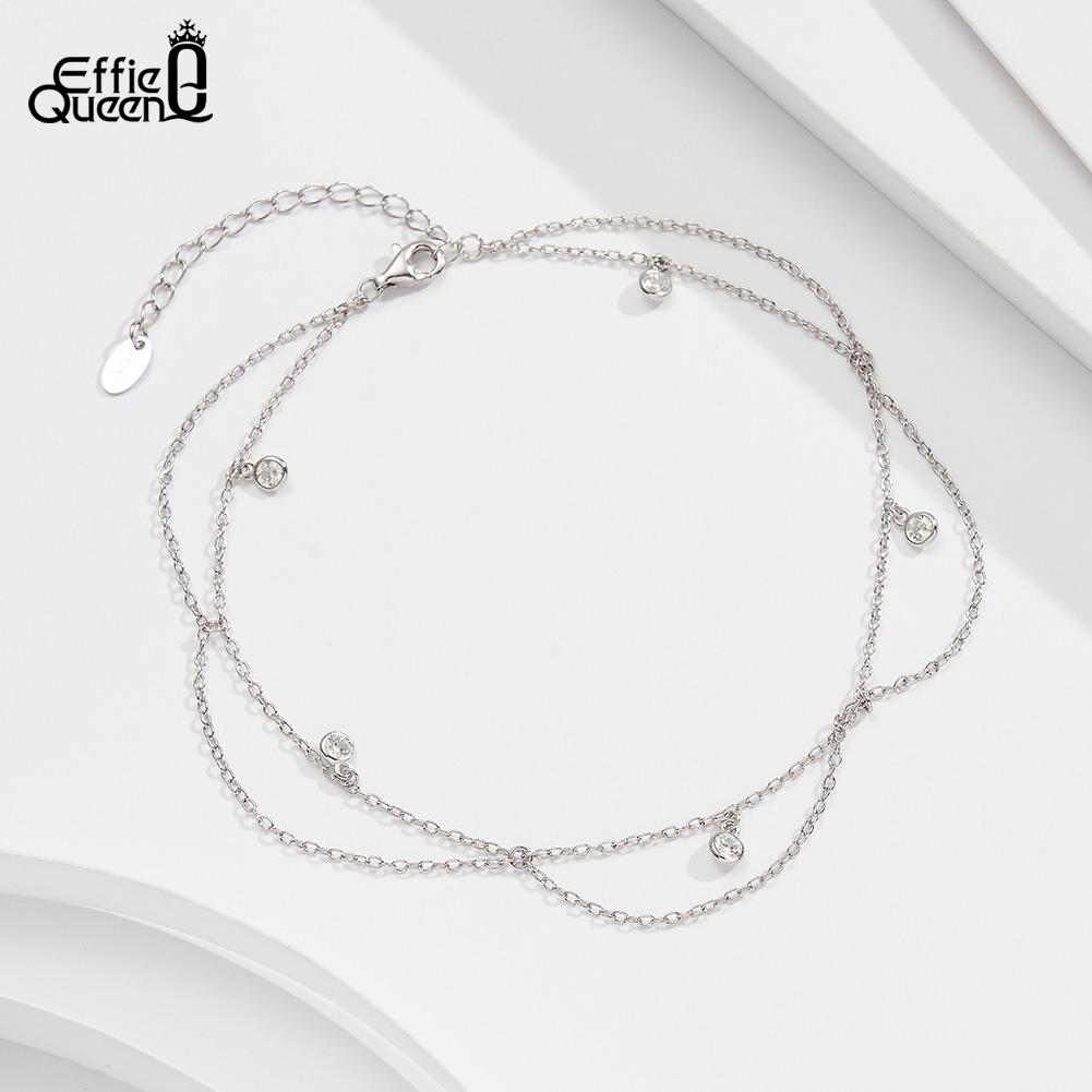 Effie Queen Fashion Flower Tassel Zircon Anklet Dainty 925 Sterling Silver Beach Leg Bracelet Anklets Foot Chain Jewelry SA72