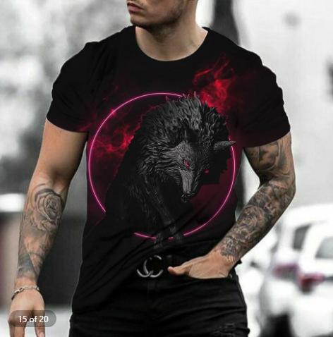 Spring new European and American men's casual sports fashion D gradual change short-sleeved crew neck T-shirt men