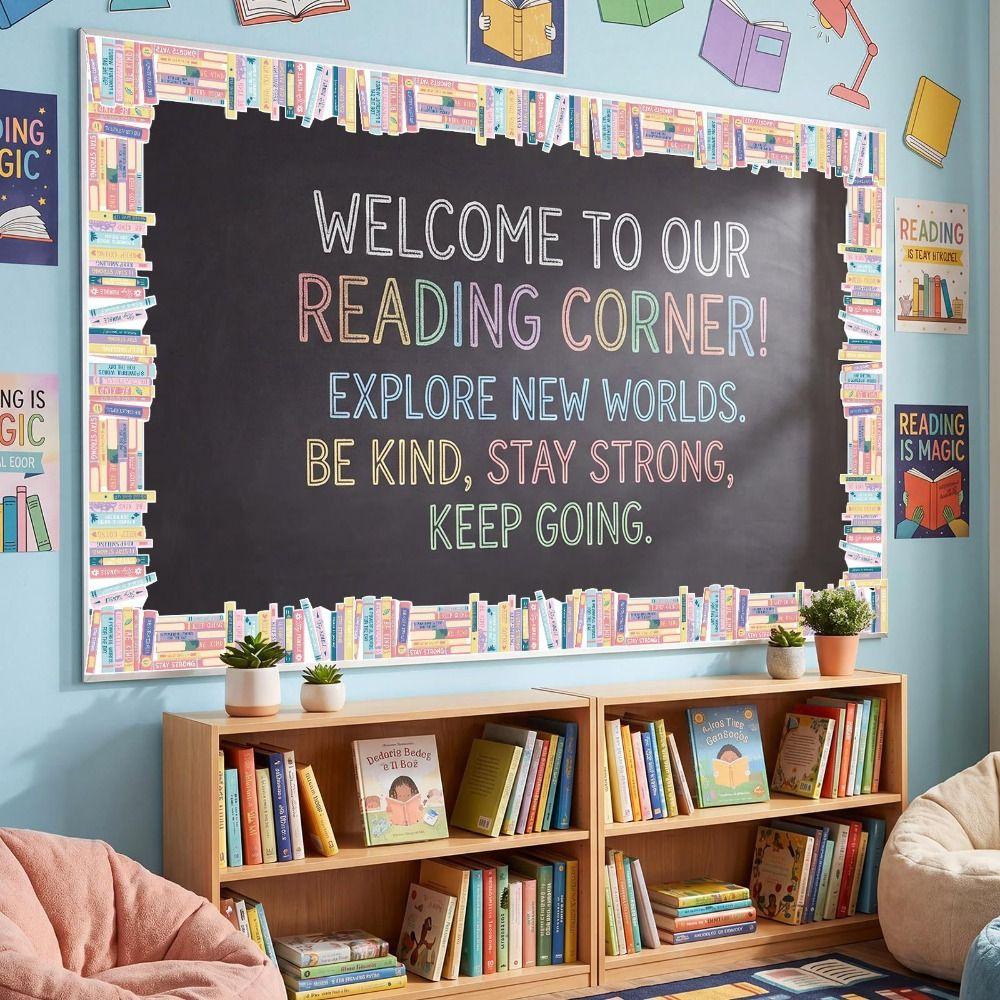 Book Pattern Bulletin Board Border Self Adhesive Classroom Border Sticker  Classroom Decoration