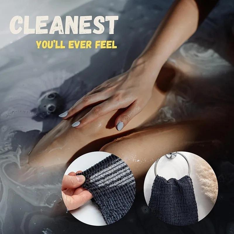 2Pcs Exfoliating Bath Scrub Towel with Ergonomic Handle for Back Arms Legs Gentle Textured Design Spa Bathing Accessorie