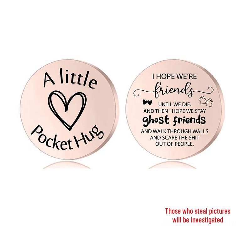 Lucky Charm Motivational Coin: Engravable Stainless Steel Couple & Family Gift Ornament.