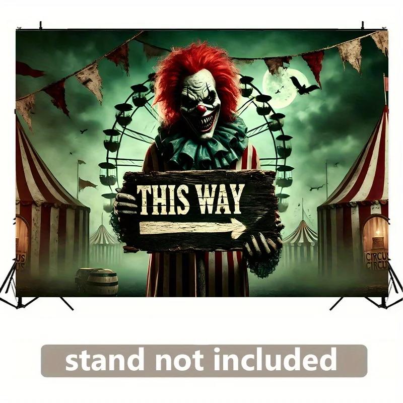 Scary Clown Circus Banner Halloween Party Decoration for Indoor and Outdoor Hanging Background Festival Atmosphere Decorations