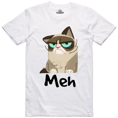 Lustiges T-Shirt Grumpy Cat Meh Premium Ringgesponnenes T-Shirt