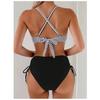Cikini Sexy High Waist Criss-Cross Strap Bikini Set For Women, Metal Pendant Decor, Adjustable Drawstring