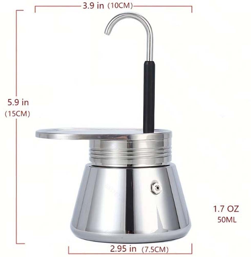 

1 Cup Italian Moka Pot Espresso Maker Stainless Steel for Stovetop Home And Camping Use