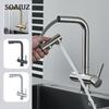 Kitchen Pull-out Filtered Faucet Chrome Brass Purifier Faucet 360 Rotation Dual Sprayer Drinking Water Tap Vessel Sink Mixer Tap