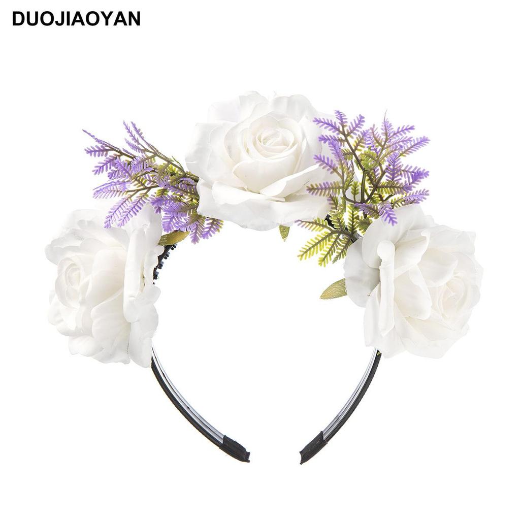 Halloween Flower Headband with Spider for Cosplay or Makeup Party