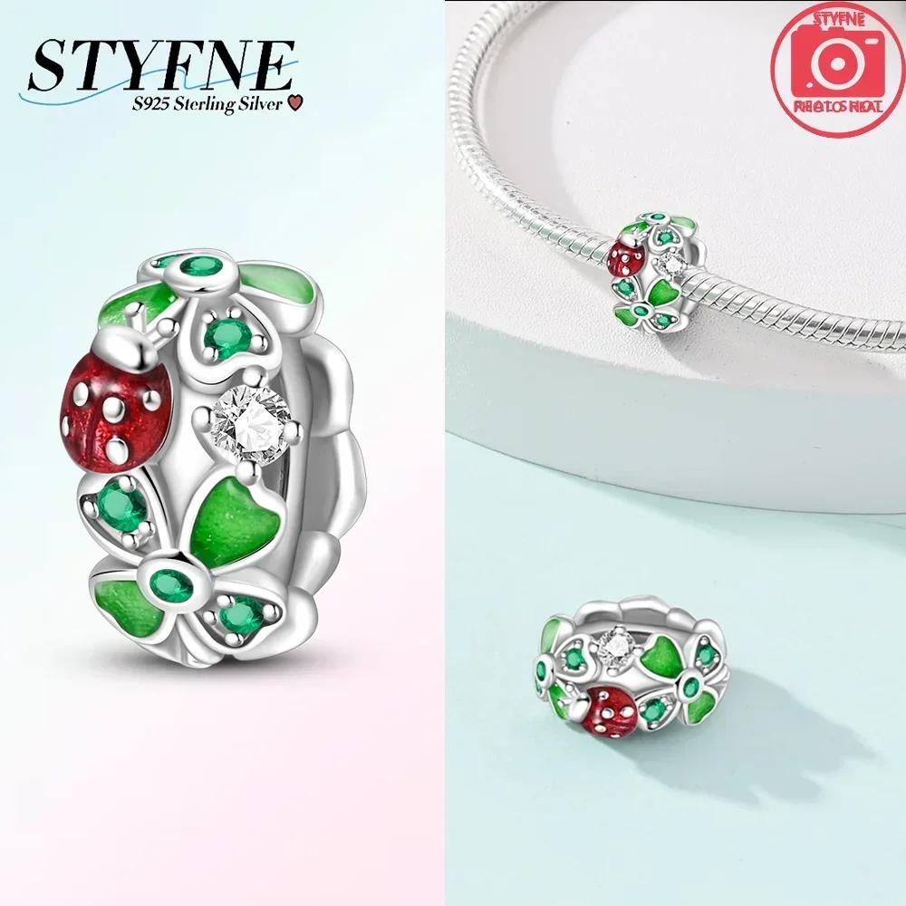 Exquisite Green Zircon Four-Leaf Clover Star Ladybug Original Charms Beads Fit Bracelet Copper Women Diy Gift Accessory