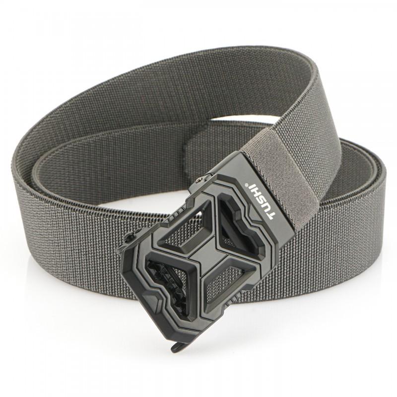 Outdoor Elastic Knitted Automatic Buckle Waist Belt Men's Canvas Sports Nylon Trousers