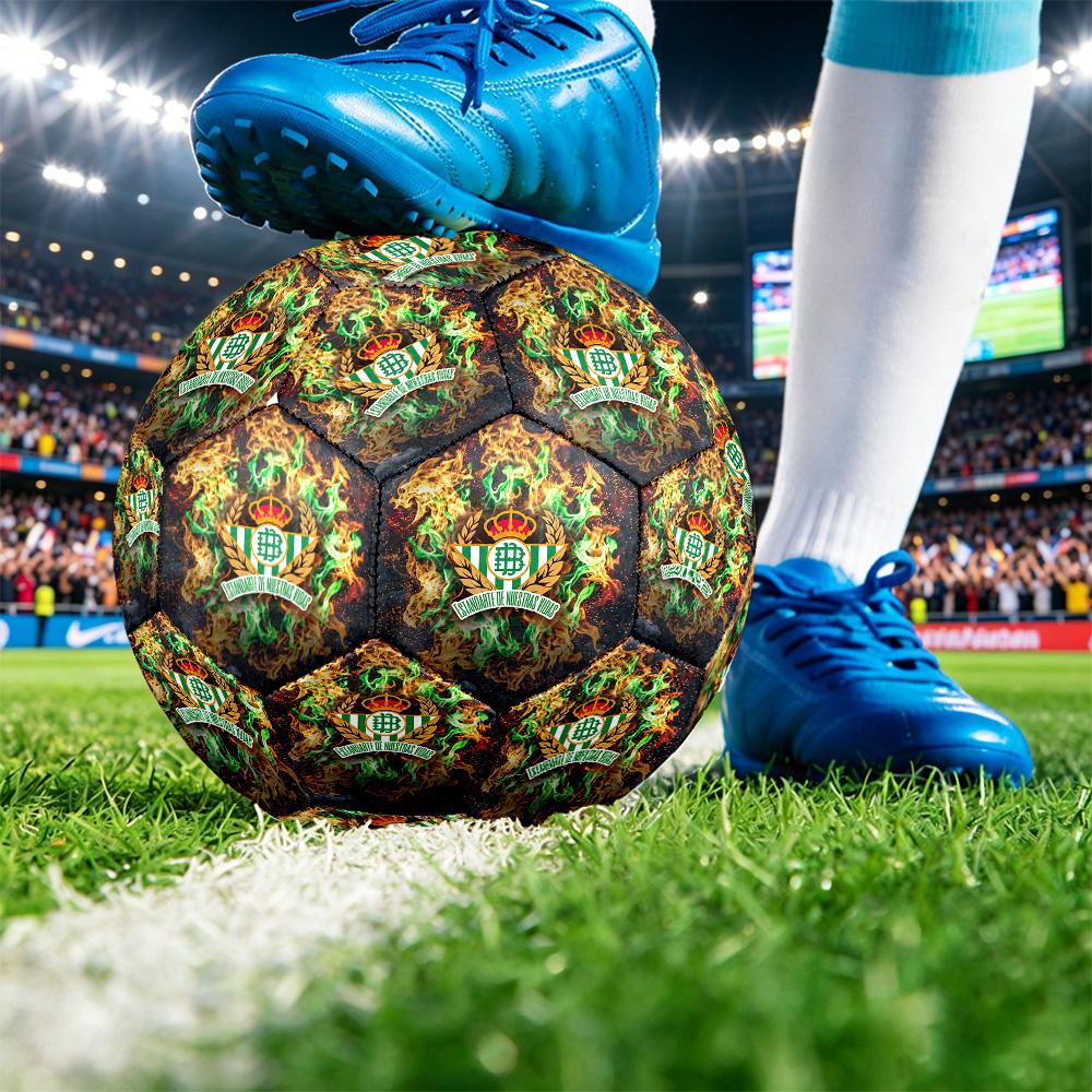 Real Betis FootballPrinted Size 5 Soccer Bll, Anti Slip Adult Match Football Souvenir for Football Fans