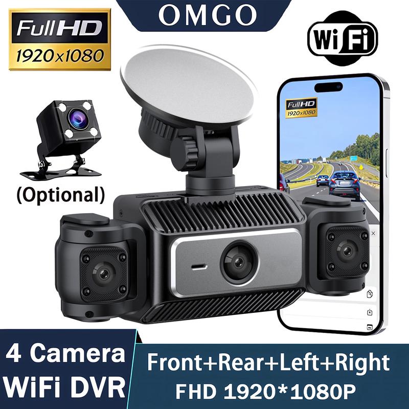 WIFI Dash Cam 4 Channel 360° Car Camera Black Box Front Left Right Rear View Car DVR Video Recorder G-Sensor 24H Parking Monitor