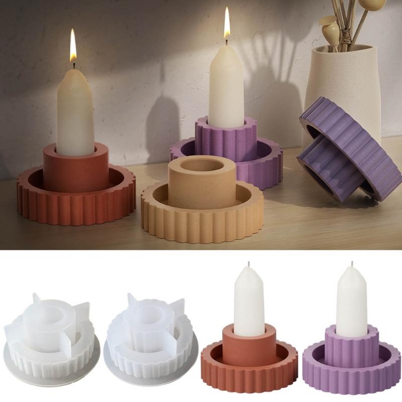 Candle Mould Decors Casting Molds DIY 3D Silicone Mould Cylinders Striped Mould Silicone Molds Handicrafts Candle Holder