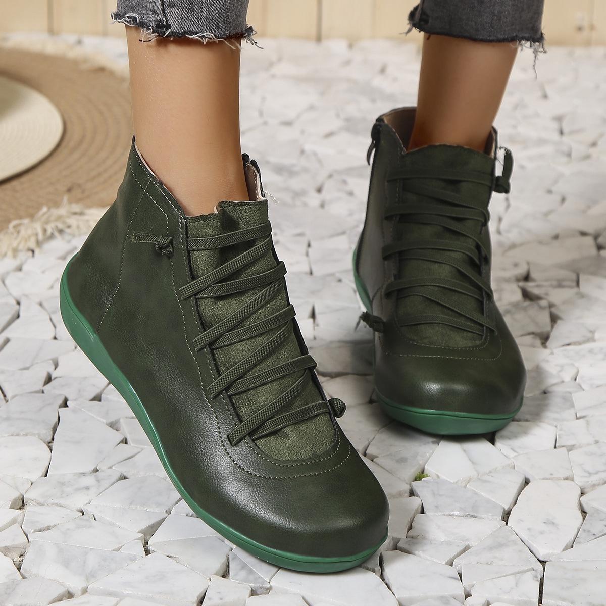 

Женские зимние теплые ботильоны из короткого плюша на мягкой подошве, удобные, нескользящие, на плоской подошве, хлопковая обувь 43 зелёный