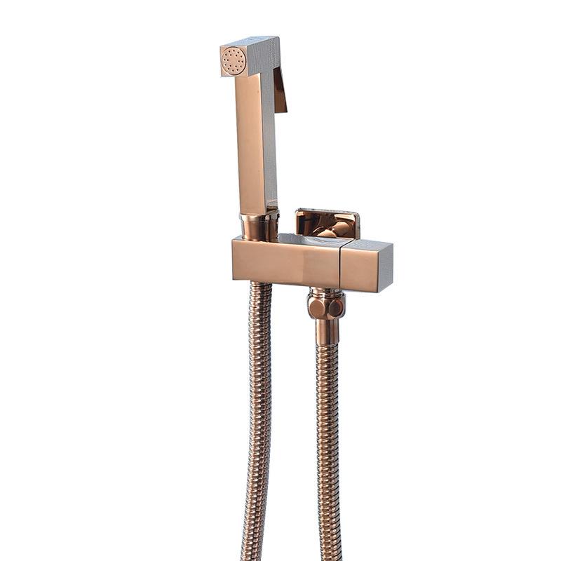 Hochwertiges Modernes Hotelgebrauch Messing Wandmontiert Vertikaler Sprühkopf Badezimmer Bidet Sprühkopf Set Roségold Handheld Toiletten Sprühkopf