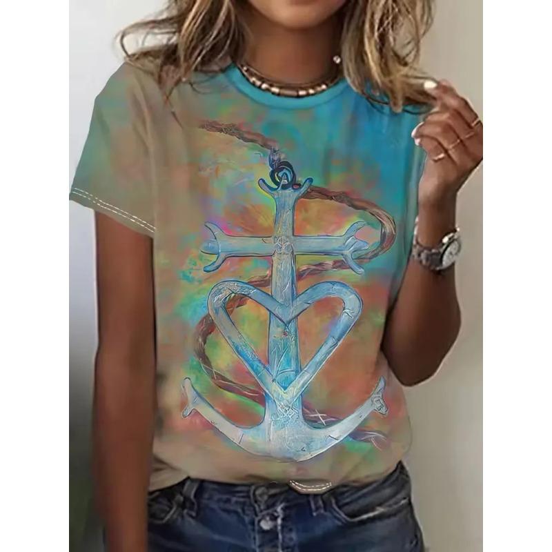 T-shirt da Donna Stampata 3D Estiva Traspirante Versatile Moda Top