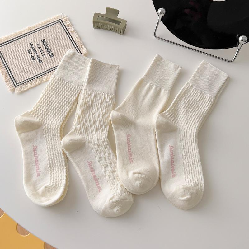 5 Pairs of Female Autumn and Winter Fashion New Cotton Tube Pile Socks