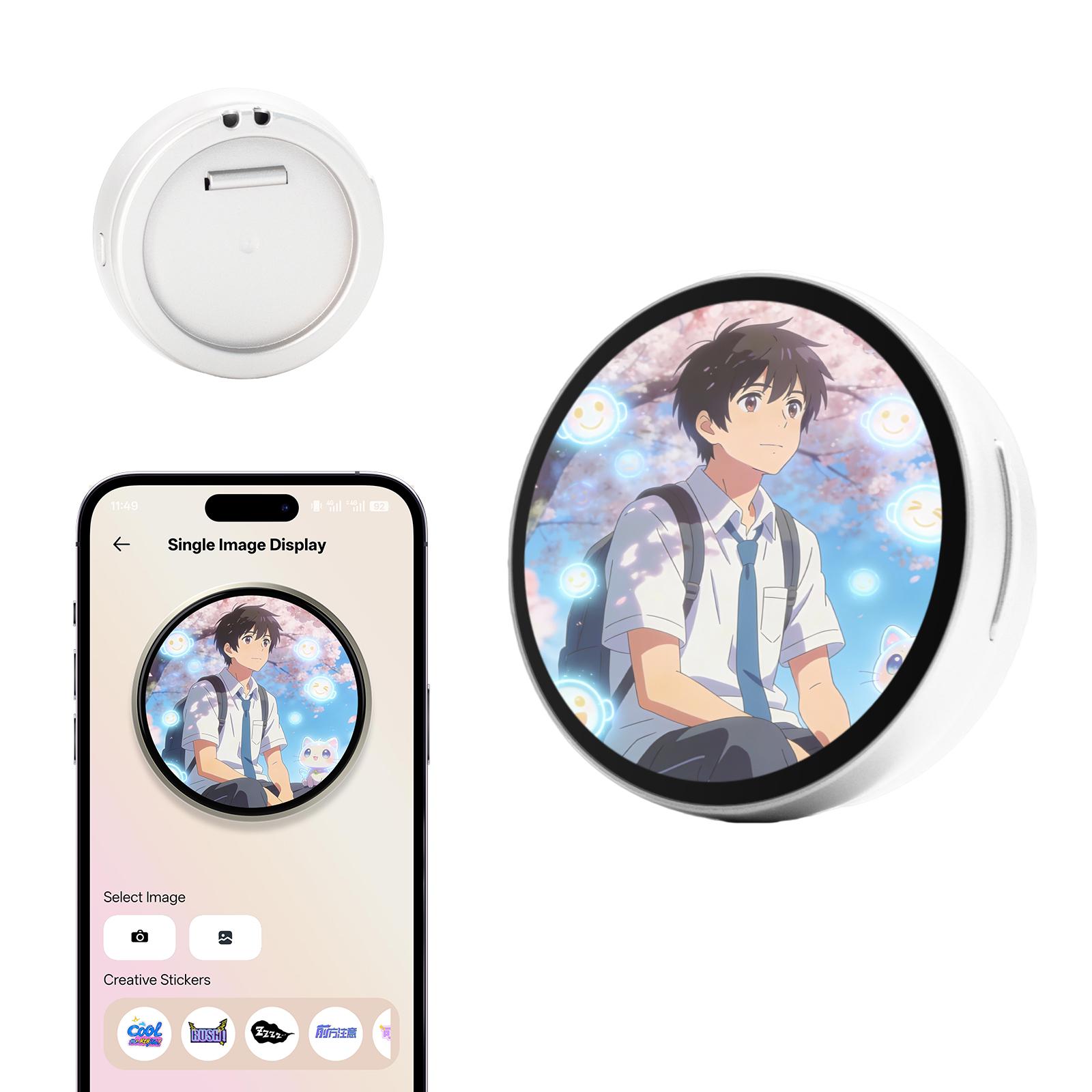 

Anime Digital Badge Smart Electronic Pin, HD Touch Screen Display, Portable Rechargeable Power, Wearable Video & Photo Player белый