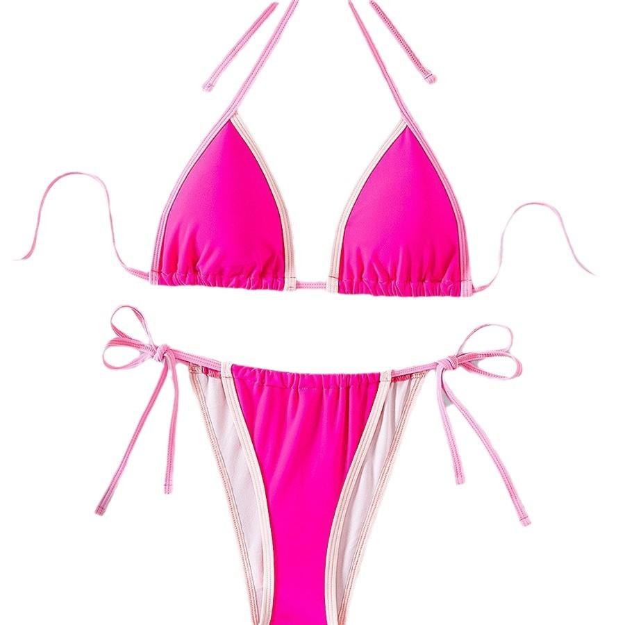Sexy Backless Slim V-Neck Three-Point Split Swimsuit, European And American New Fashion Bikini Women'S Swimsuit