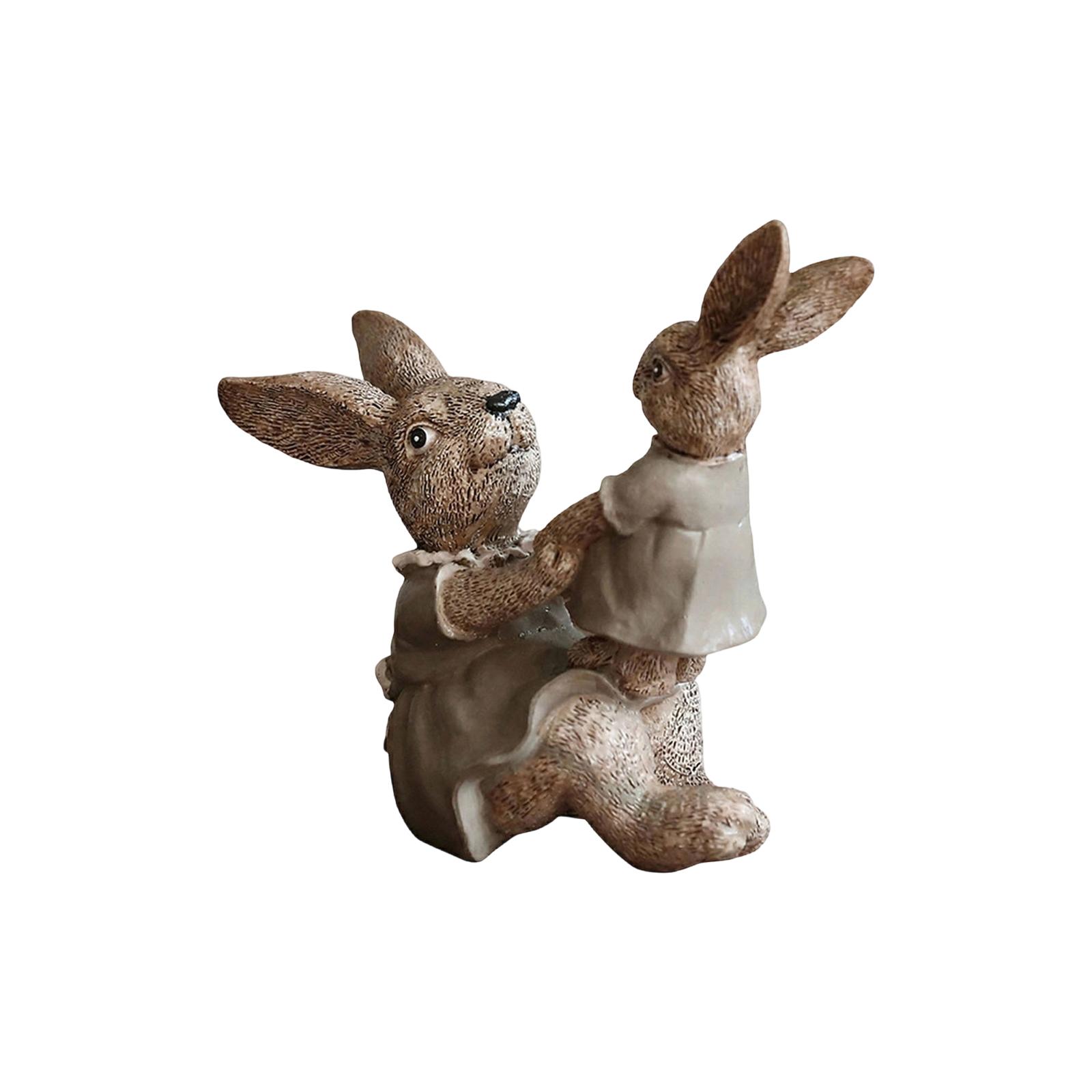 

European- Creative Retro Resin Craft Easter Parent-child Bunny Figurine