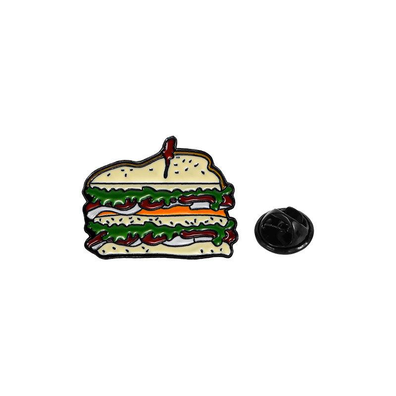 Cartoon Food Cute Brooch Pizza Vegetable Salad Hot Dog Sandwich Seam-Free Clothing