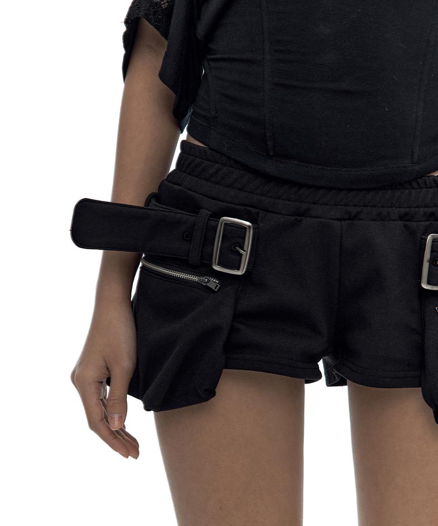 Kasiko Belted Pocket Shorts Black