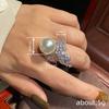 Huitan Luxury Imitation Pearl Women Ring Wedding Engagement Party Elegant Finger Accessories Aesthetic Design Fashion Jewelry