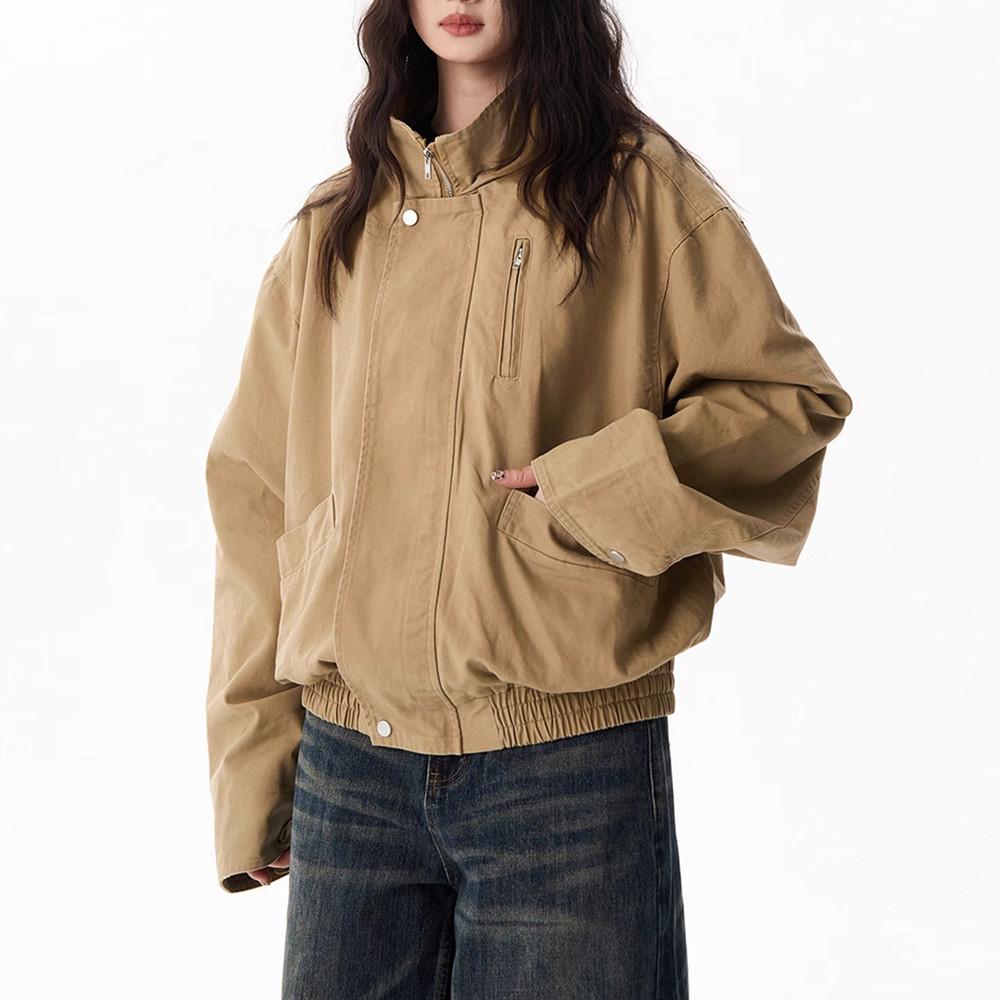 Unisex American Retro Barn Bomber Jacket - Trendy Loose-Fit for Spring/Autumn 2025