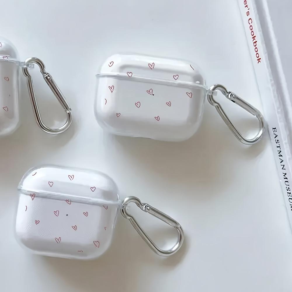 The Red Little Heart Pattern Is Suitable for AirPods 3 2 1 Pro 2 4 Pro3 Transparent Headphone Protective Case To Prevent Falls