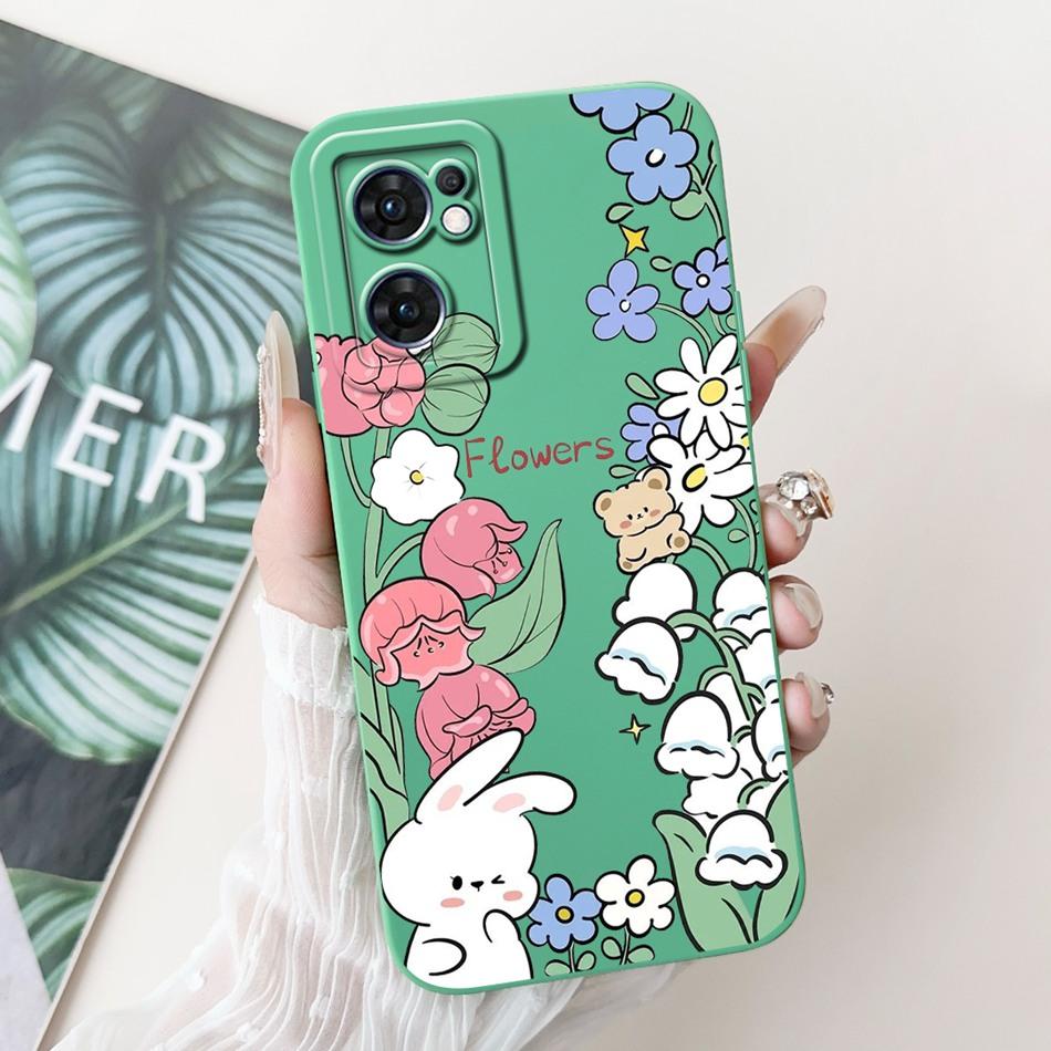 For OPPO Reno7 5G Elegant Sunflower Tulip Printed Phone Case For Oppo Reno 7 5G CPH2371 Soft Silicone Shockproof Cases