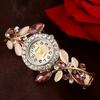 Orologio da Donna Diamanti di Lusso Bracciale in Cristallo in Lega Orologio da Polso a Fiori Elegante Orologio Femminile Orologi Bracciale al Quarzo con Strass