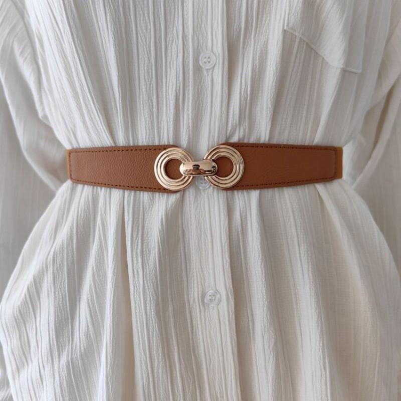 Stylish Women's Elastic Waist Belt For Dresses Versatile Fashion Accessory In Black And Brown
