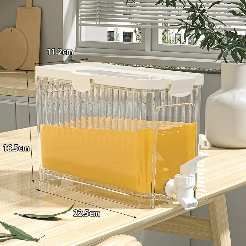 Cold Kettle Drinkware Fruit Tea Cold Brew Pot Water Jug With Faucet Juice Container Large Capacity Beverage Juice Jug 4L Plastic