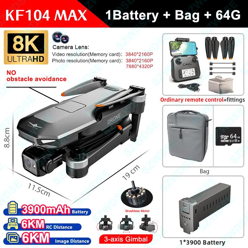 KF104 Max 2 Drone RC 5G WIFI Drone 8K Professional With Aerial 3-Axis Anti-Shake Gimbal Obstacle Avoidance Brushless Quadcopter