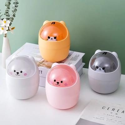 Mini poubelle de bureau, petite poubelle tubulaire avec couvercle, poubelle de chambre à coucher, poubelle de nettoyage, boîte de rangement pour espace de travail, bureau à domicile