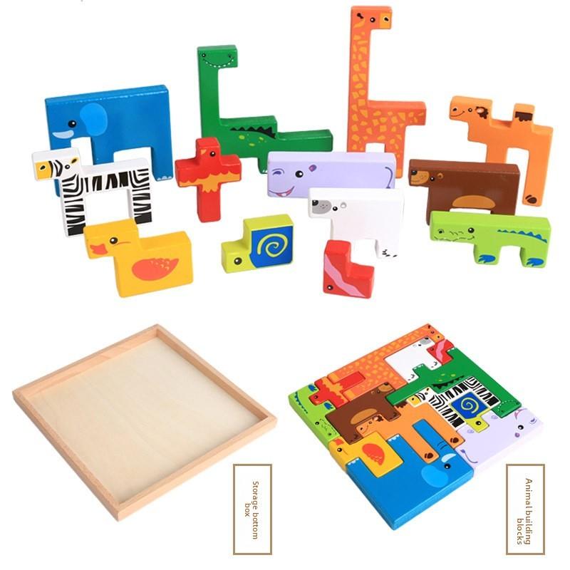 Wooden Animal Puzzle Toys For Kids Learning Early Education Creative Play Gift