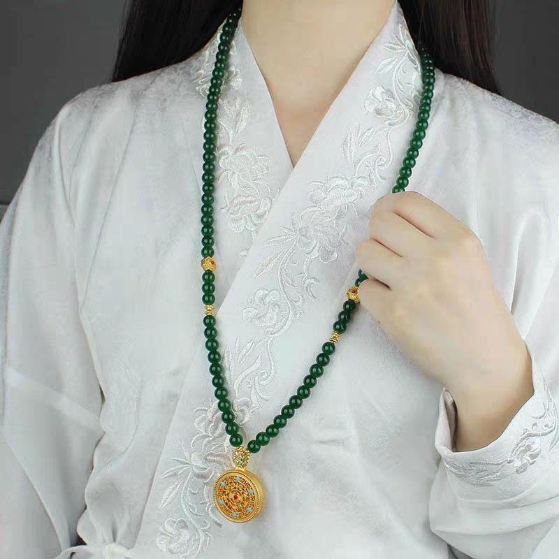 Women s Hanfu Ma Mian Skirt Necklace: Beaded Ethnic Style Sweater Chain
