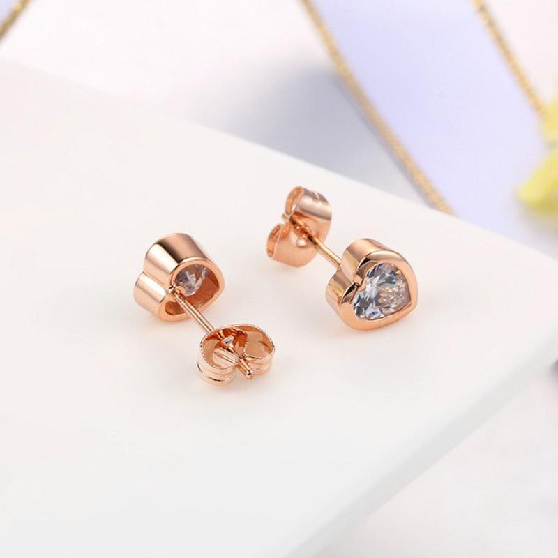 Love Earrings Zircon Micro-plated Rose Gold and White Gold Earrings Wedding Zircon Gift