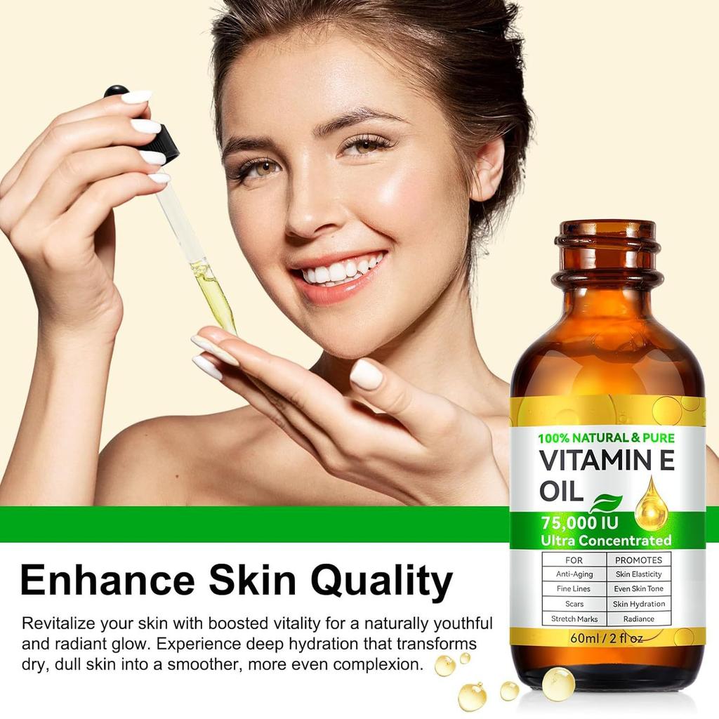 Organic Vitamin E Oil Pure Natural for Cosmetics Skincare Face Body 30ml