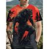 New Creative Men's Fashionable and Artistic Trendy Tops 3D Popular Werewolf Unique Element Printed Short-sleeved Street Trend Personality