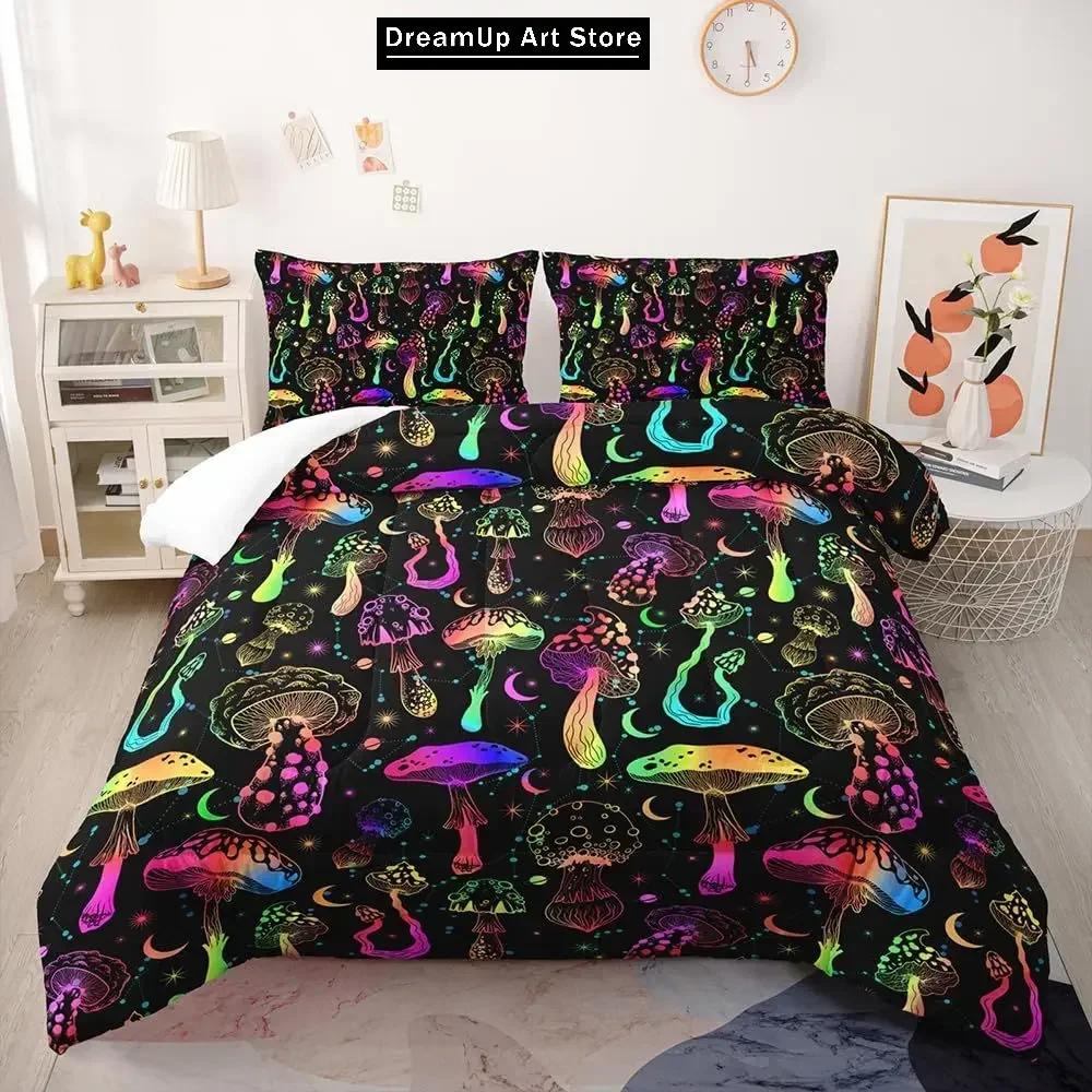 3D Print Fashion Red Mushroom Kawaii Bedding Set Boys Girls Twin Queen Full Size Duvet Cover Pillowcase Bed Adult Bedroom