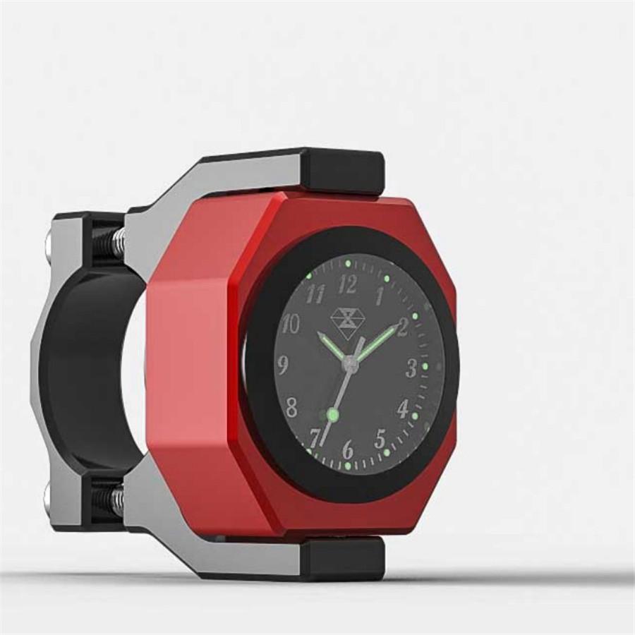 Motorcycle Handlebar 2 in 1 Gauge Luminous Time Clock + Thermometer Waterproof