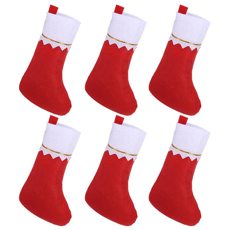 1-6pcs Christmas Stockings Stuffer Xmas Tree Home Fireplace Hanging Socks Gift Candy Bag 2026 New Year Party Decoration Supplies