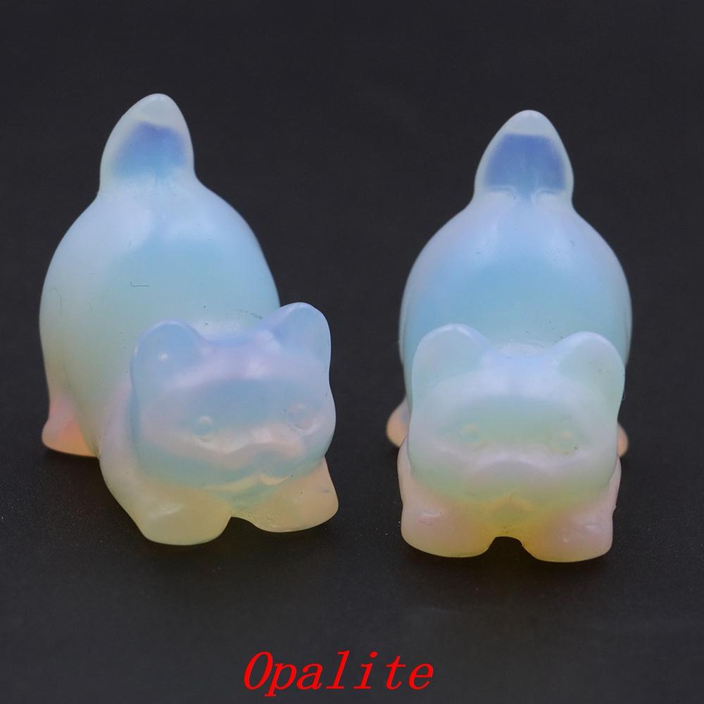 30mm Niedliche Katzenstatue Naturstein Kristall Handgeschnitzt Heilendes Tierfigur Reiki Edelstein Handwerk Heimdekoration Feiertagsgeschenk
